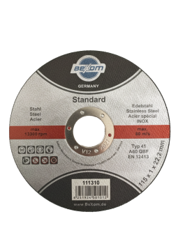 Cutting disc 115x1 mm for metal, stainless steel & INOX – EN 12413 certified